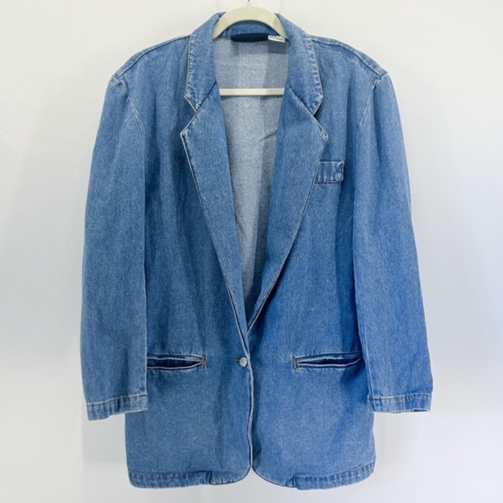 Vintage JeanJer Jeans by Jordache Oversized Denim Blazer Jacket Medium